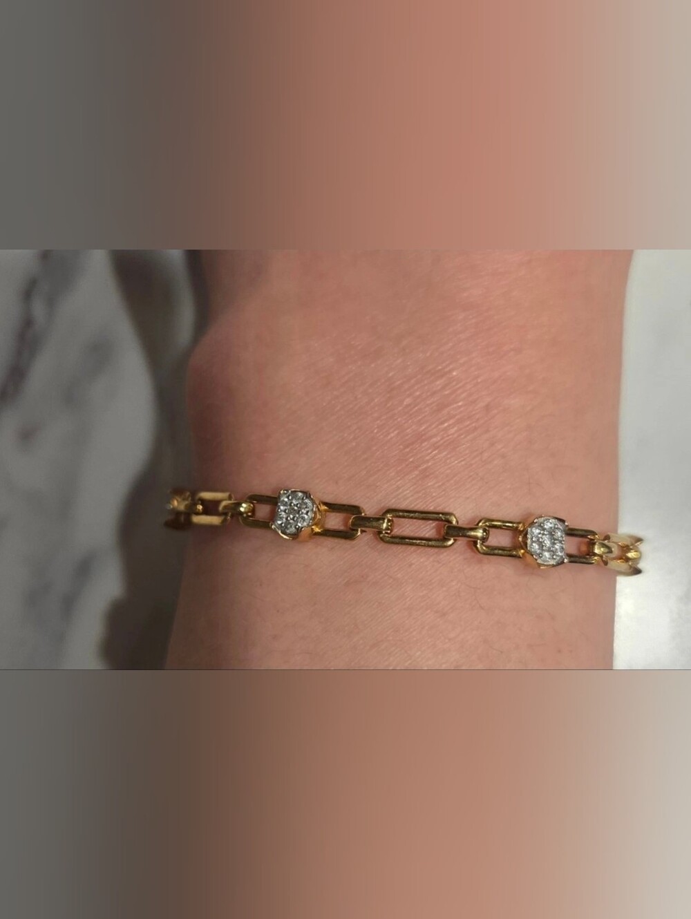 Diamond Sterling Silver 925 Gold Plated Bracelet